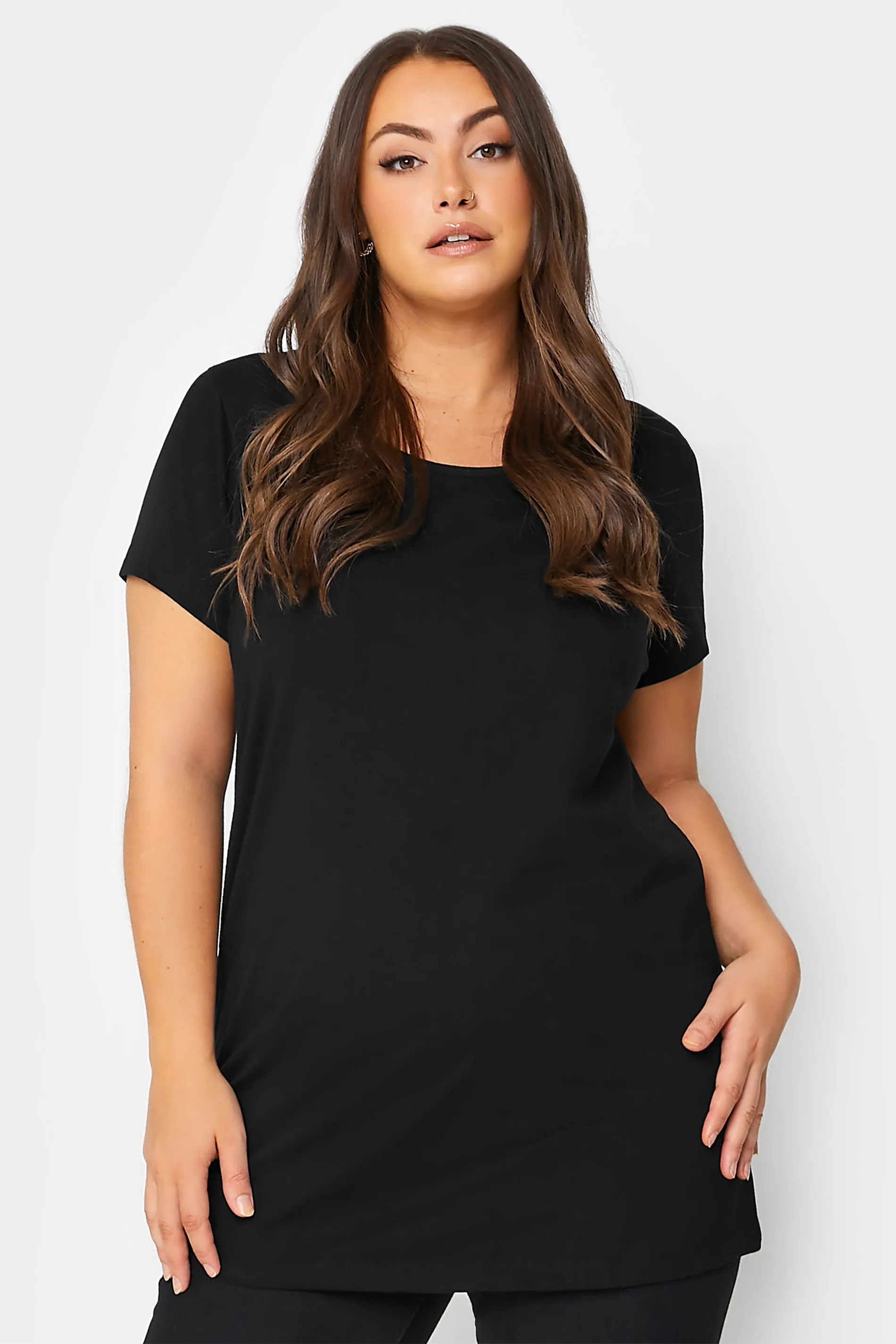 YOURS Curve Black Longline T-Shirt