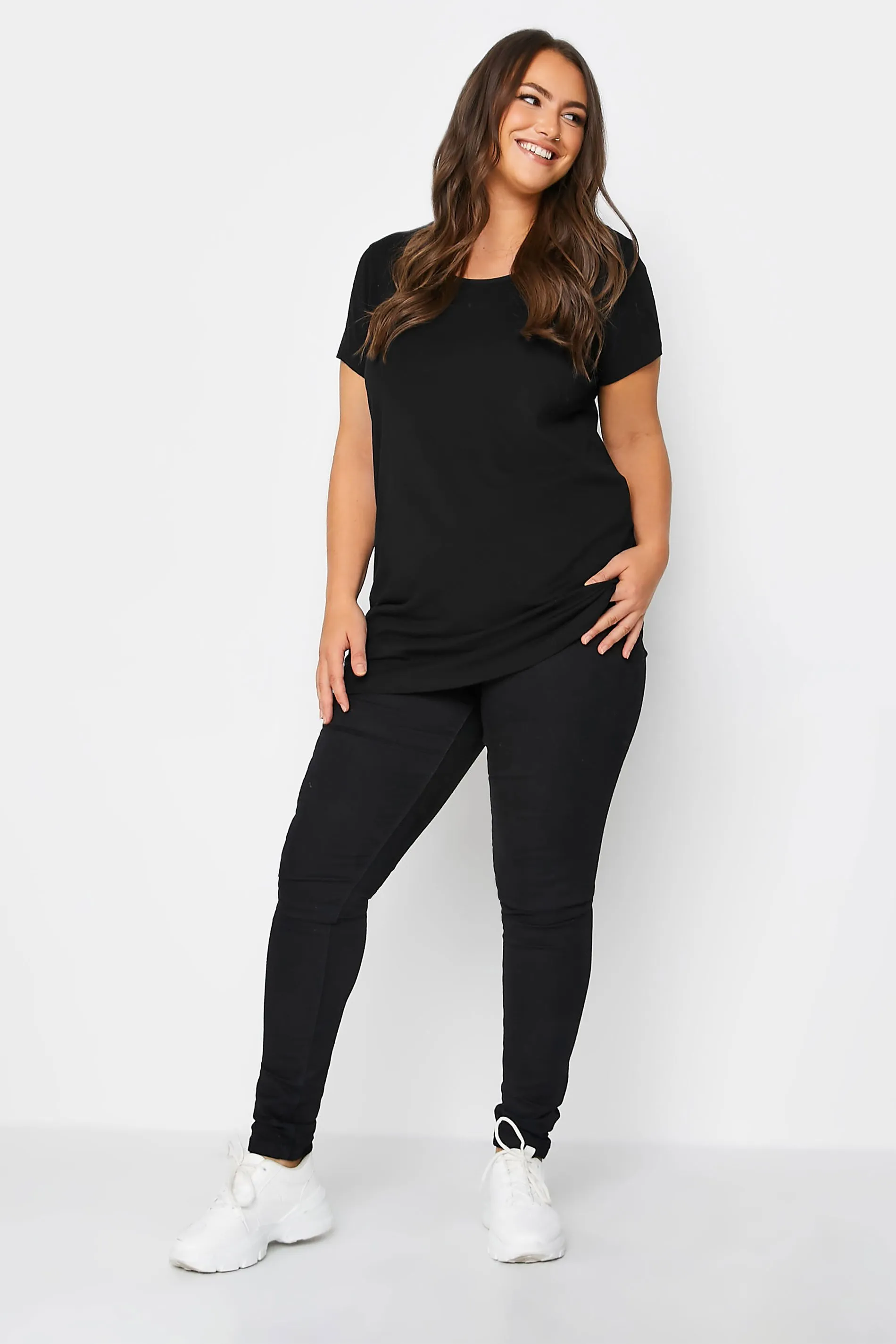 YOURS Curve Black Longline T-Shirt